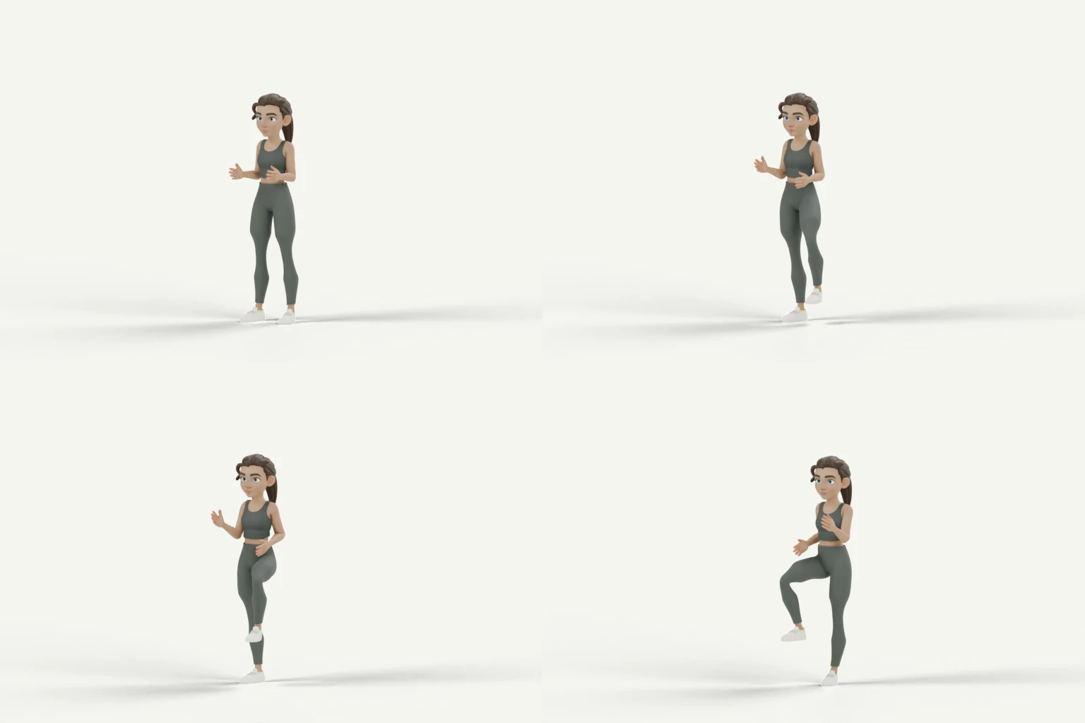 Marching shown through four positions, alternating raised knees